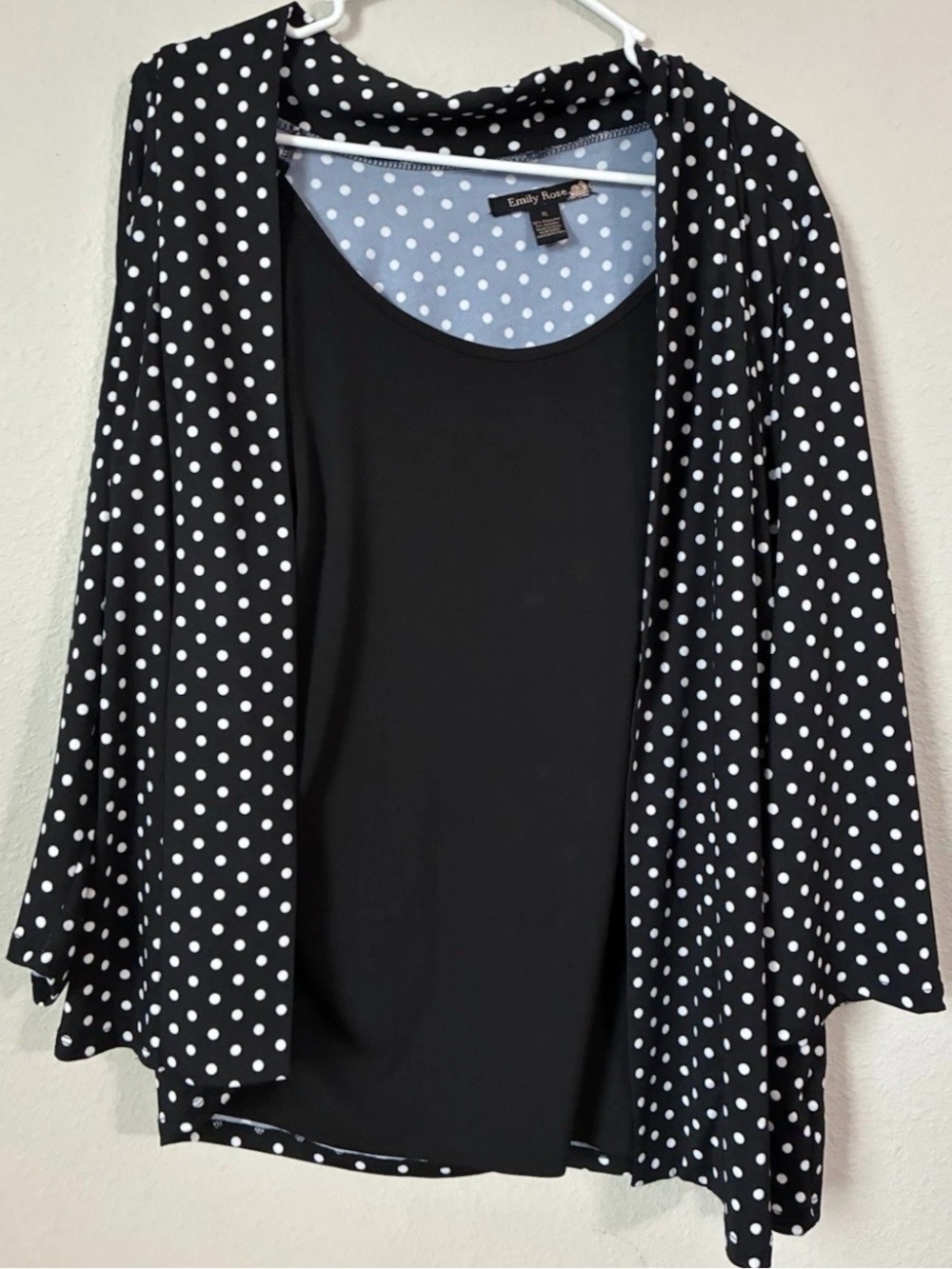 Emily Rose Black & White Polka Dot Open-Front Cardigan